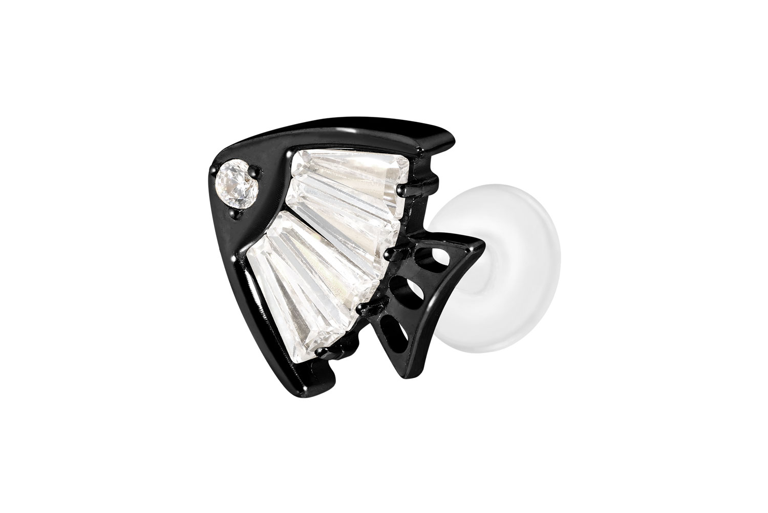 PTFE Labret Piercing mit Innengewinde + Titan-Aufsatz KRISTALLFISCH